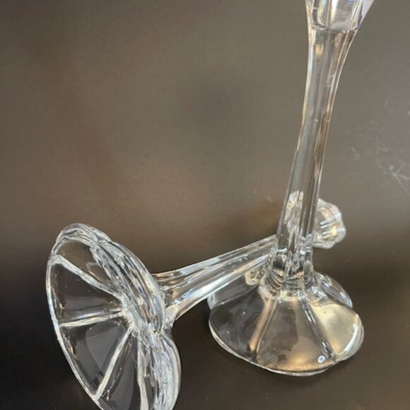 Pair of Vintage Glass Candlesticks – 9.75" Tall, Tulip Design - Picture 8 of 10